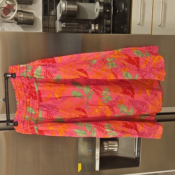 💕SKIES ARE BLUE💕 Tropical Print Skirt ~ Pretty In Pink Large L NWT - Picture 5 of 12